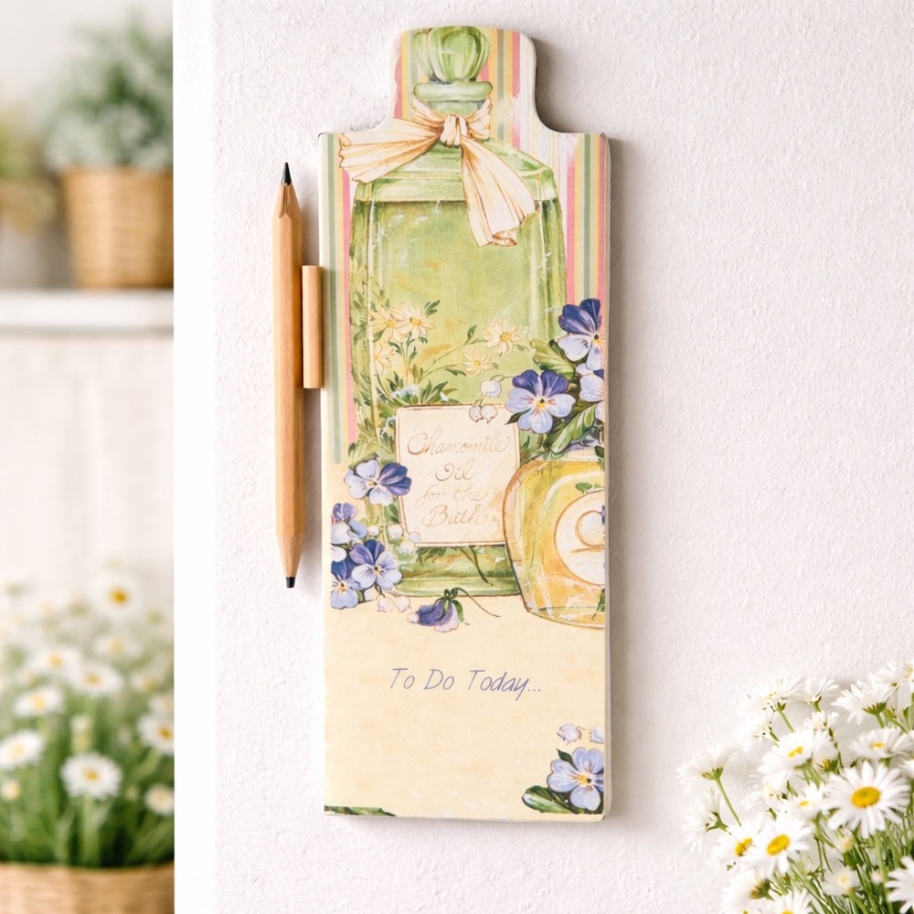 Vintage Floral Memo Pad Magnetic To Do List Cottagecore Chamomile Bath